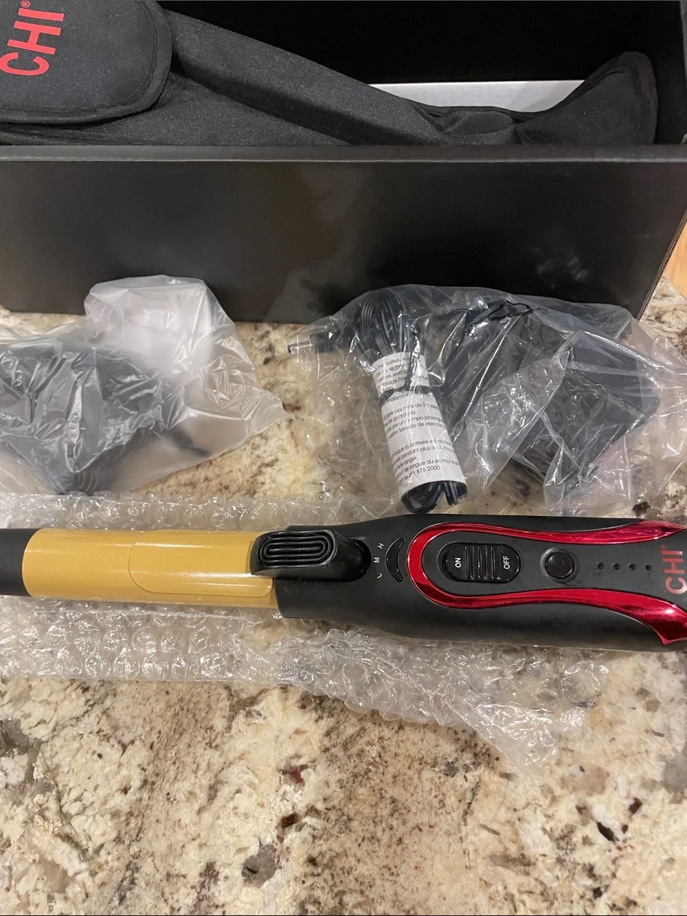 NWT CHI Escape Professional Cordless Curling Iron - Black & Gold